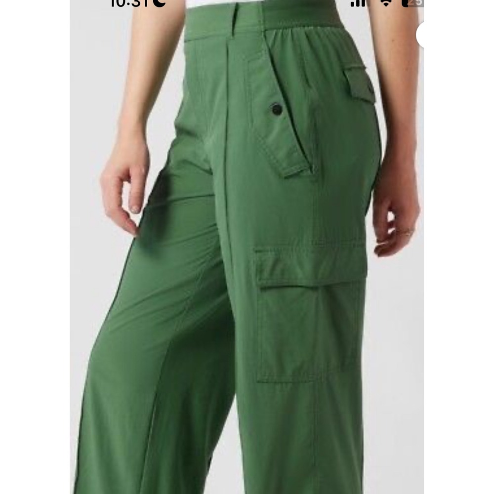 Green Cargo Pants Womens Cropped Casual Utility Trousers Workwear‎